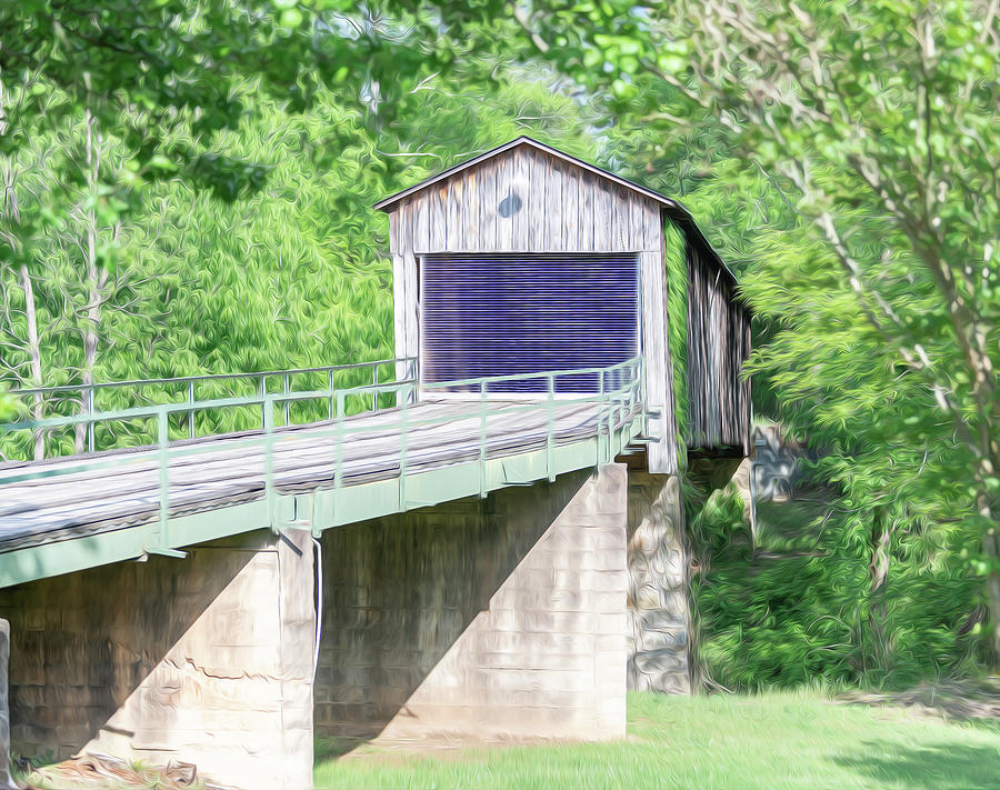 Euharlee Covered Bridge - Georgia - Oil Painting #1 Photograph by Linda ...