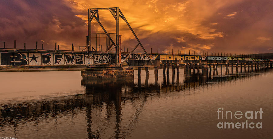 Eureka Slough Train Bridge Sunset #1 Photograph by Mitch Shindelbower
