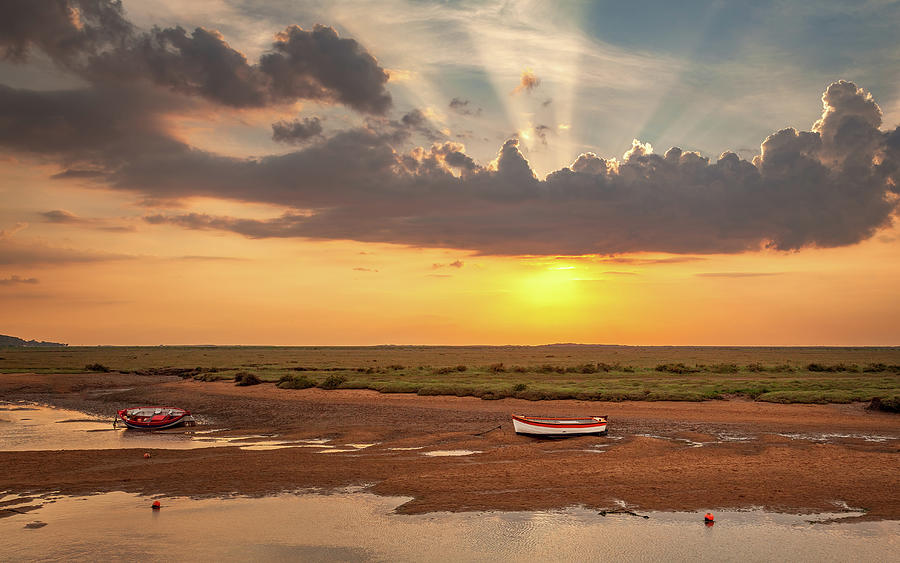 Boat Photograph - Evening glow at Burnham Overy Staithe #2 by David Powley