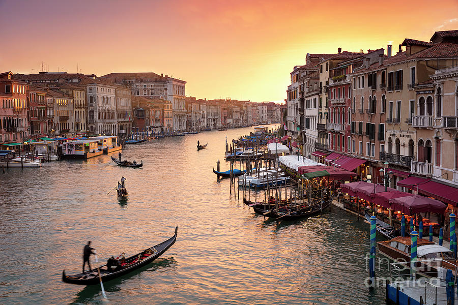Evening on the Grand Canal - Venice Italy Photograph by Brian Jannsen