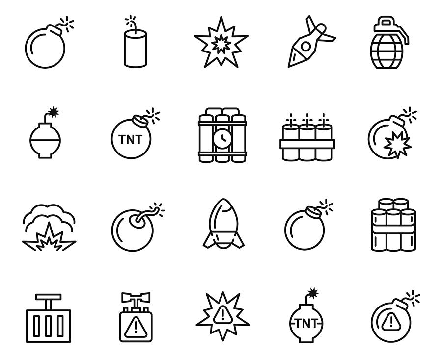 Explode icon set #1 Drawing by DivVector Explode icon set #1 Drawing by DivVector