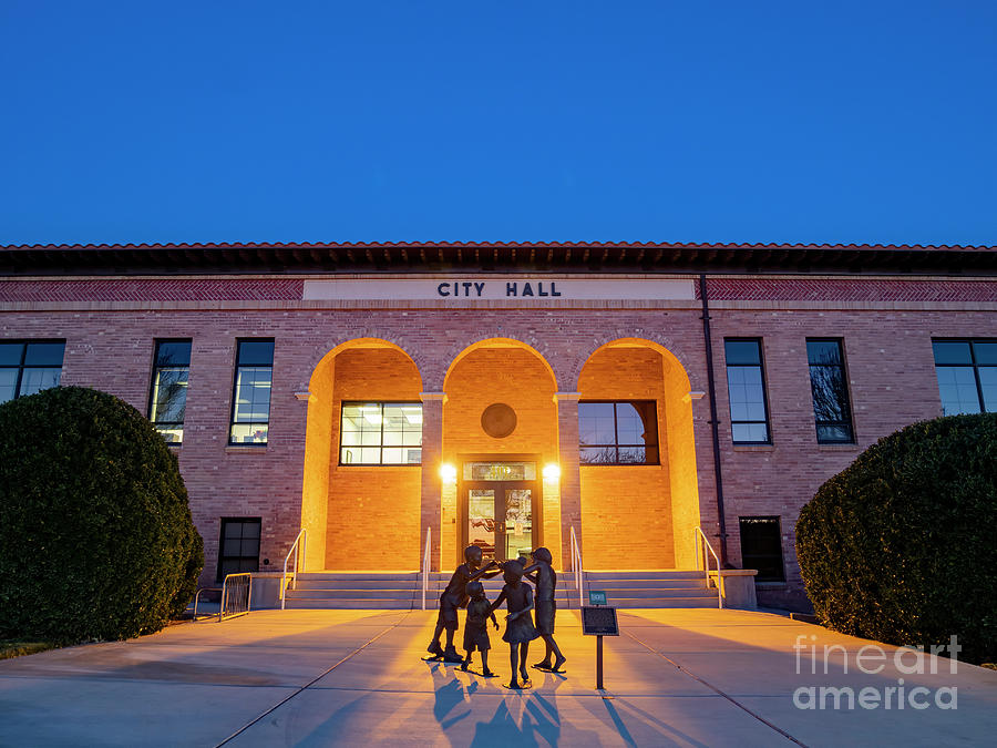 Las Vegas Photograph - Exterior night view of the Boulder City City Hall #1 by Chon Kit Leong