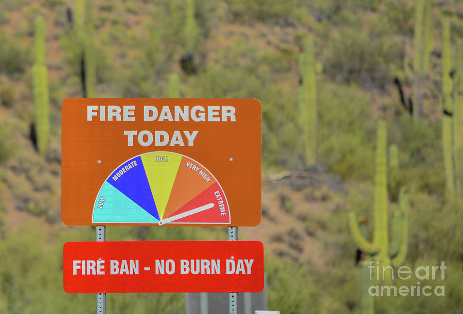 Extreme Fire Danger, Fire Ban At Lake Pleasant Regional Park, Sonoran Desert, Arizona Usa Photograph