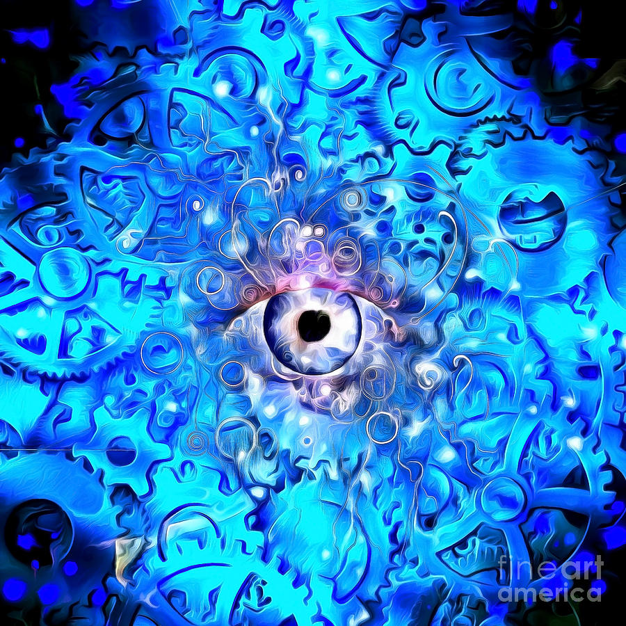 Eye and gears design #1 Digital Art by Bruce Rolff