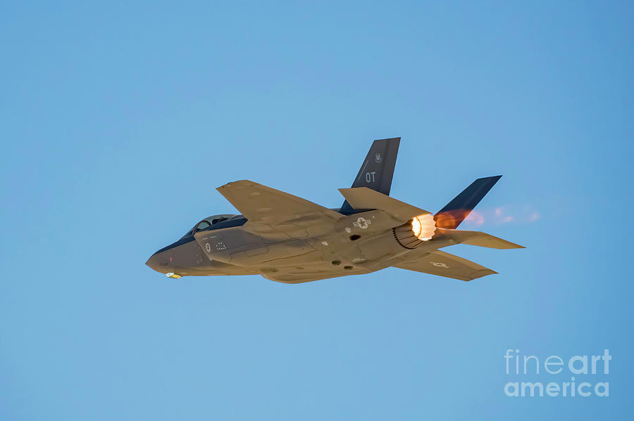 Las Vegas Photograph - F-35 Lightning II fighter jet flying demo in USAF Air show at Ne #1 by Chon Kit Leong