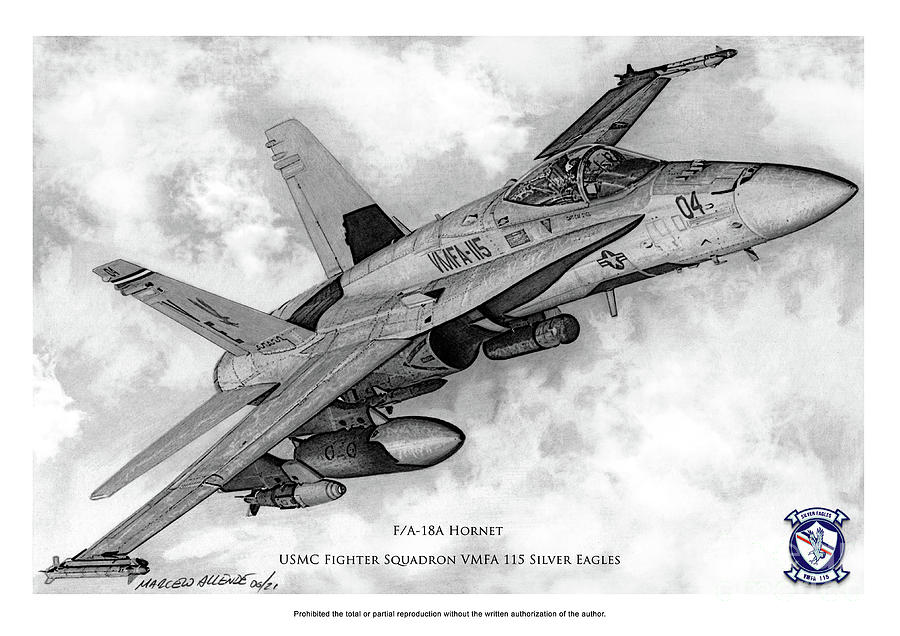 F/a 18-a Hornet #1 Drawing by Marcelo Allende