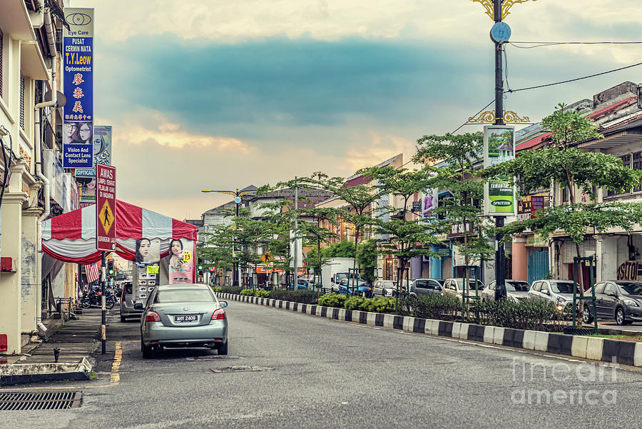 Facades of the old colonial houses in the town of Taiping in Mal ...