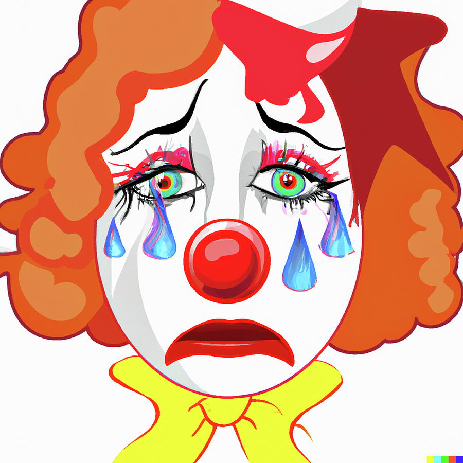 Face of a very sad clown crying.. Digital Art by Luigi Petro - Fine Art ...