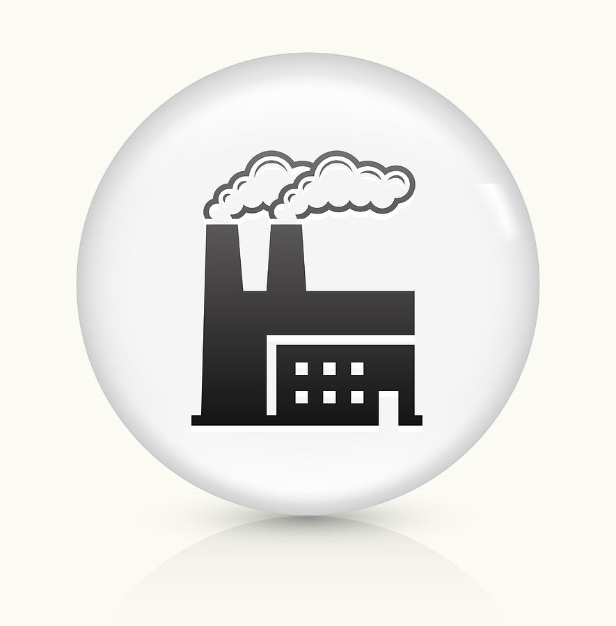 Factory icon on white round vector button #1 Drawing by Bubaone