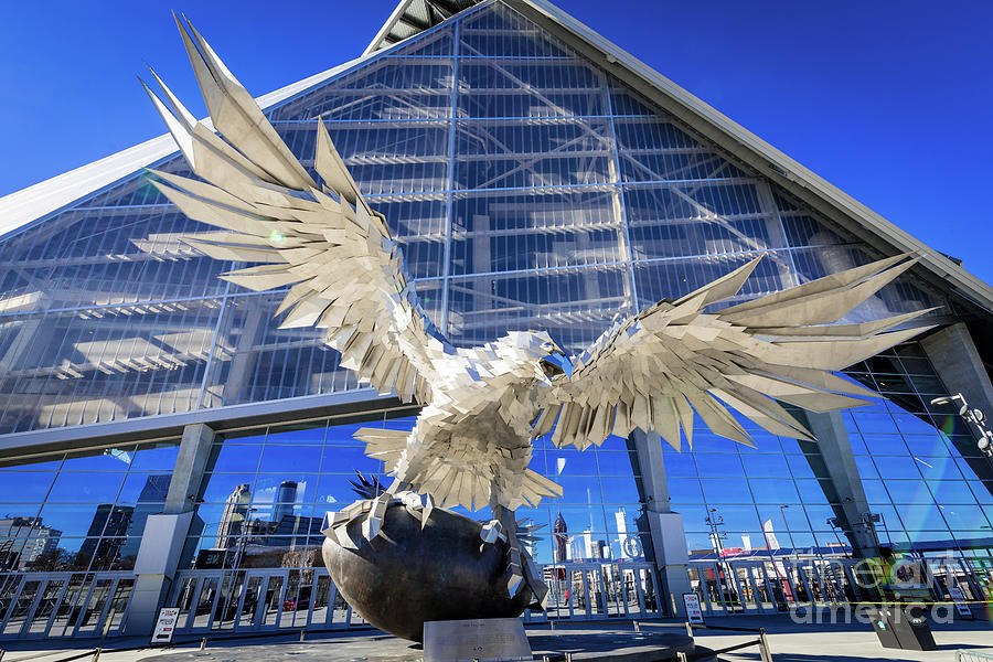 Falcon Statue at Mercedes Benz Stadium Atlanta #1 Photograph by Sanjeev Singhal