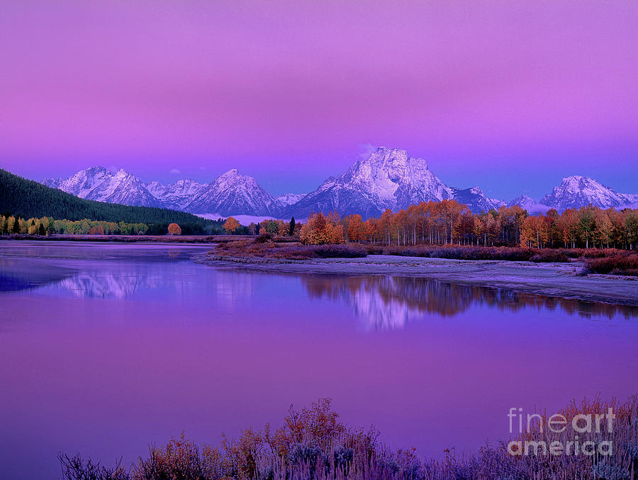 Fall Dawn Oxbow Bend Grand Tetons National Park Wyoming #1 Photograph by Dave Welling