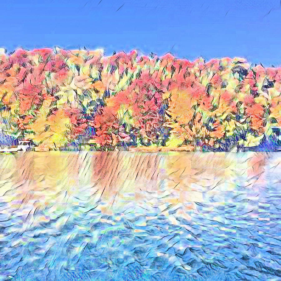 Fall Foliage On The Lake Painting Photograph