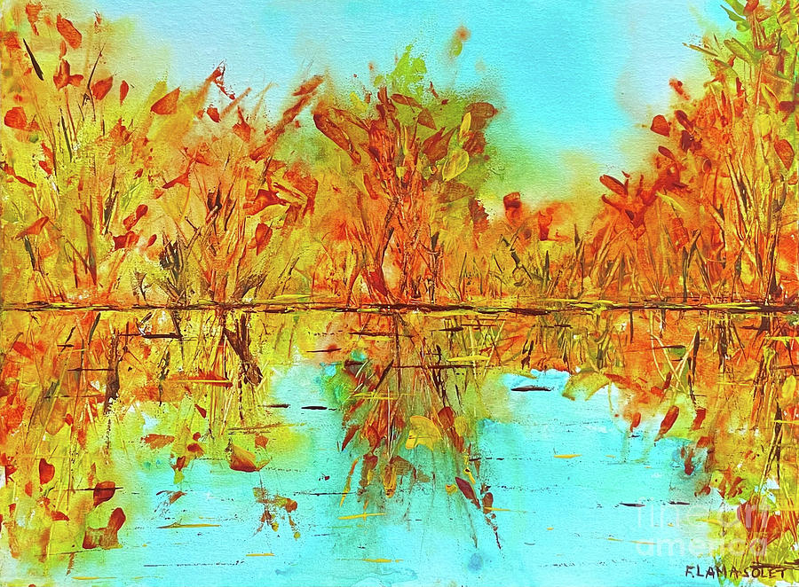 Fall Reflection Painting By Francoise Lama Solet Pixels