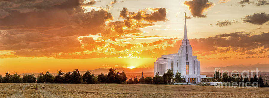 Fall Sunset - Rexburg Idaho Temple #1 Photograph by Bret Barton