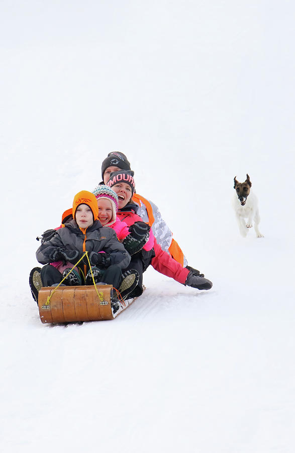 Family Sledding Fun #1 Photograph by Brook Burling