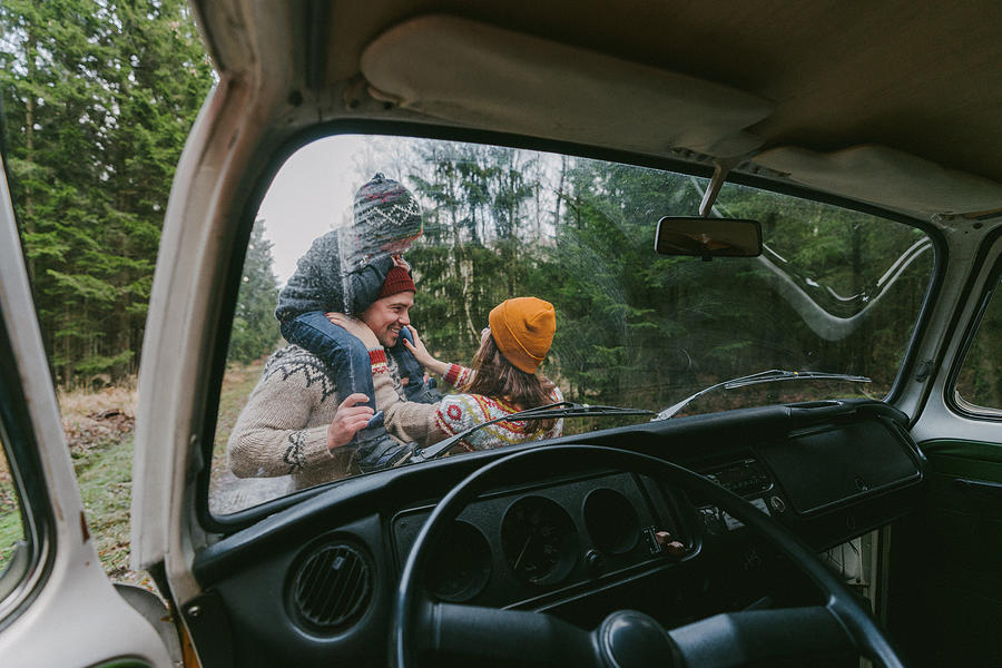 Family with son  near the van in forest #1 Photograph by Oleh_Slobodeniuk