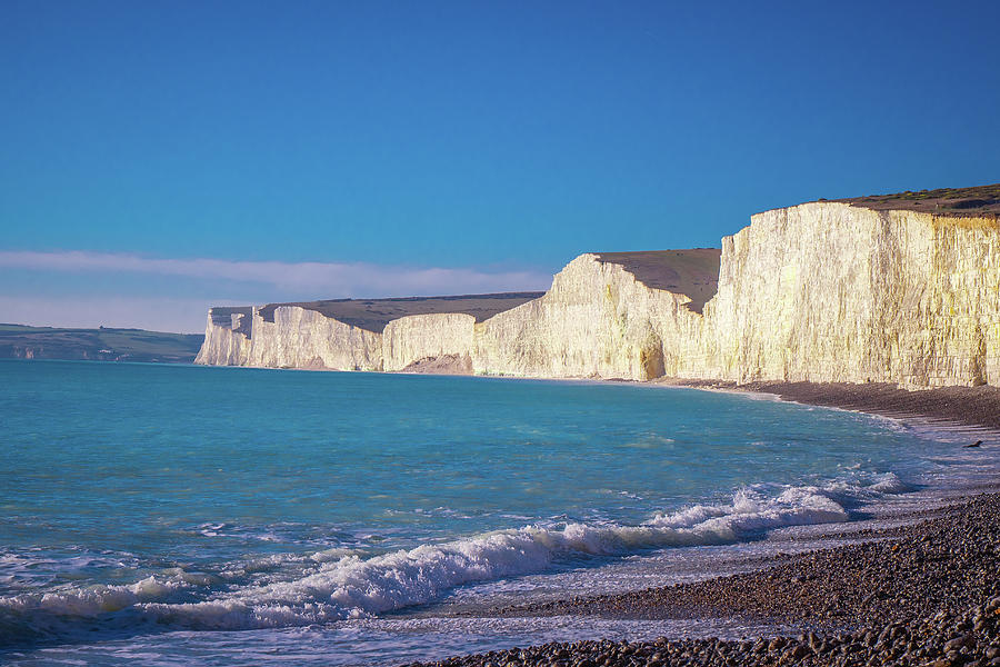 Famous Seven Sisters White Cliffs at the coast of Sussex England ...