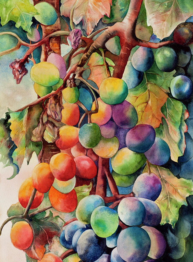 Fantasy Grapes #1 Painting by Diane Fujimoto
