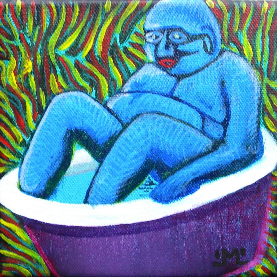 Tub Painting - Fat Man in the Bathtub with the Blues 2 by John Linden
