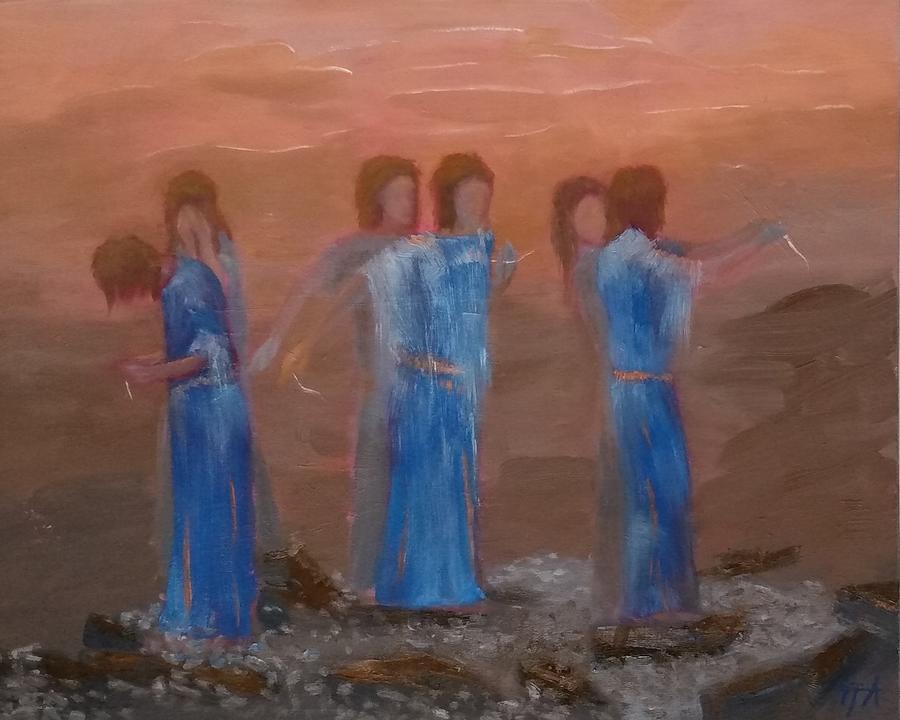Fates With Apprentices Painting by Irena Jablonski