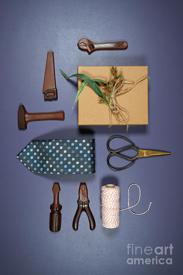 Fathers Day or masculine birthday theme flatlay background. #1 Photograph by Milleflore Images