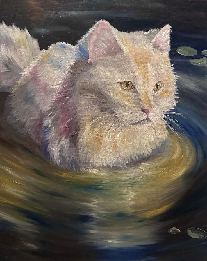Cat Painting - FCK Your Fears by April Lionheart