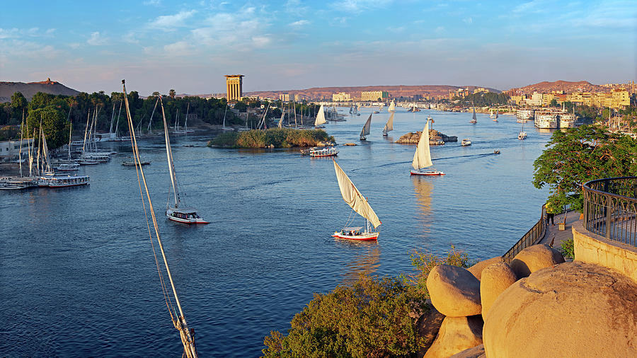 felucca boats on Nile river in Aswan #1 Photograph by Mikhail Kokhanchikov