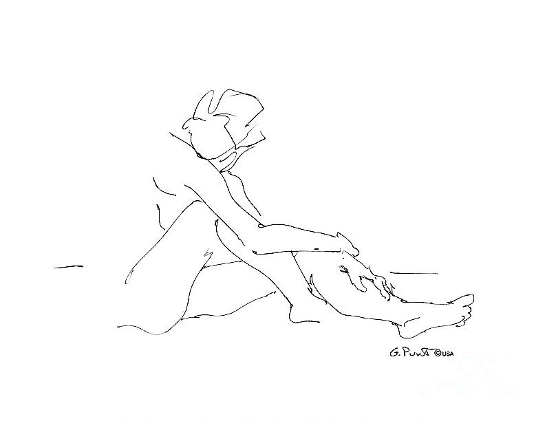 Female Figure Drawing 45 #1 Drawing by Gordon Punt