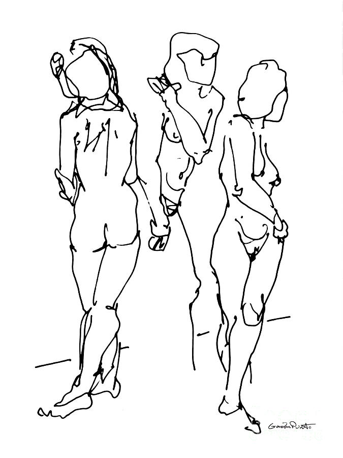 Female Gesture Drawings 35-2 Vertical Drawing by Gordon Punt