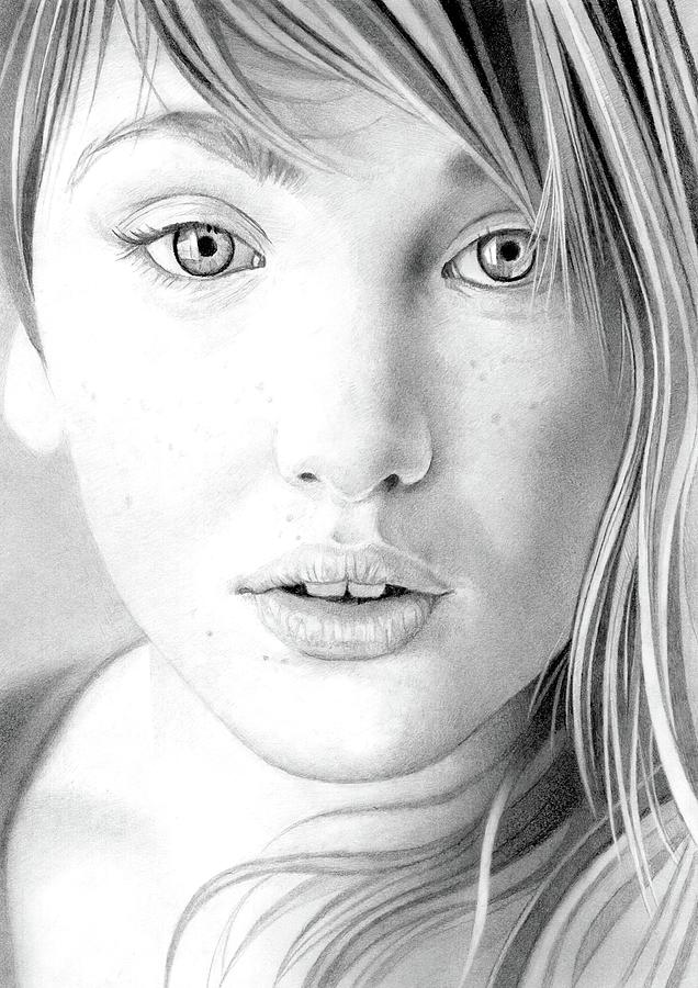 Female Portrait Pencil Drawing 92 Drawing by Matthew Hack - Fine Art ...