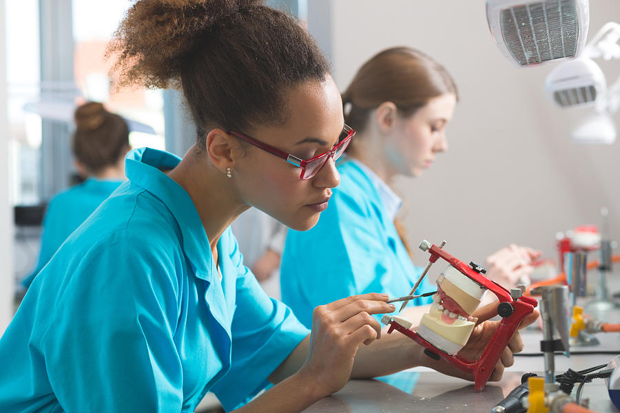 Female students learning prosthetic dentistry #1 Photograph by Izusek