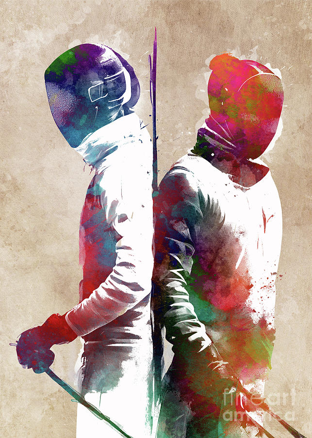 Fencing sport art #fencing #sport #1 Digital Art by Justyna Jaszke JBJart