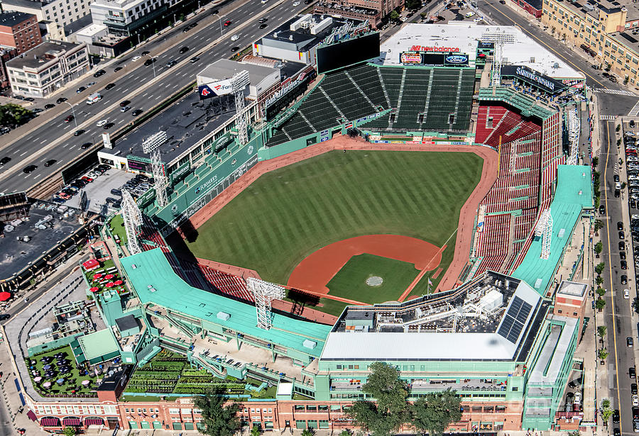 Fenway Park, Home of the Boston Red Sox, Boston, MA, USA - Aerial  Photograph Solid-Faced Canvas Print
