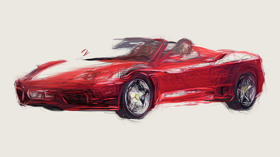 Ferrari 360 Spider Car Drawing #1 Digital Art by CarsToon Concept