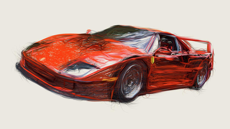 Ferrari F40 Drawing Digital Art By Carstoon Concept 