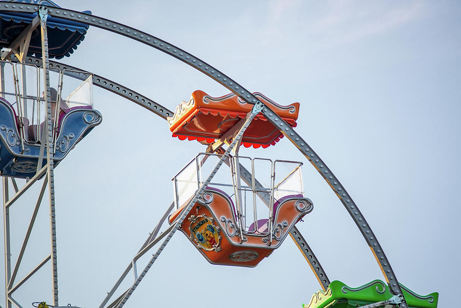 Ferris Wheel Carriages On Blue Sky Photograph by Alex Grichenko - Fine ...