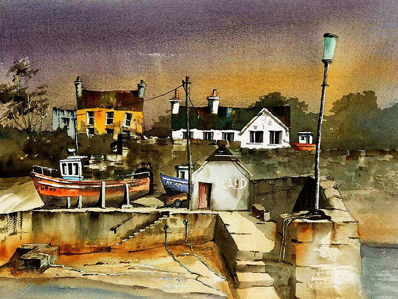 Fethard Harbour Wexford #2 Painting by Val Byrne