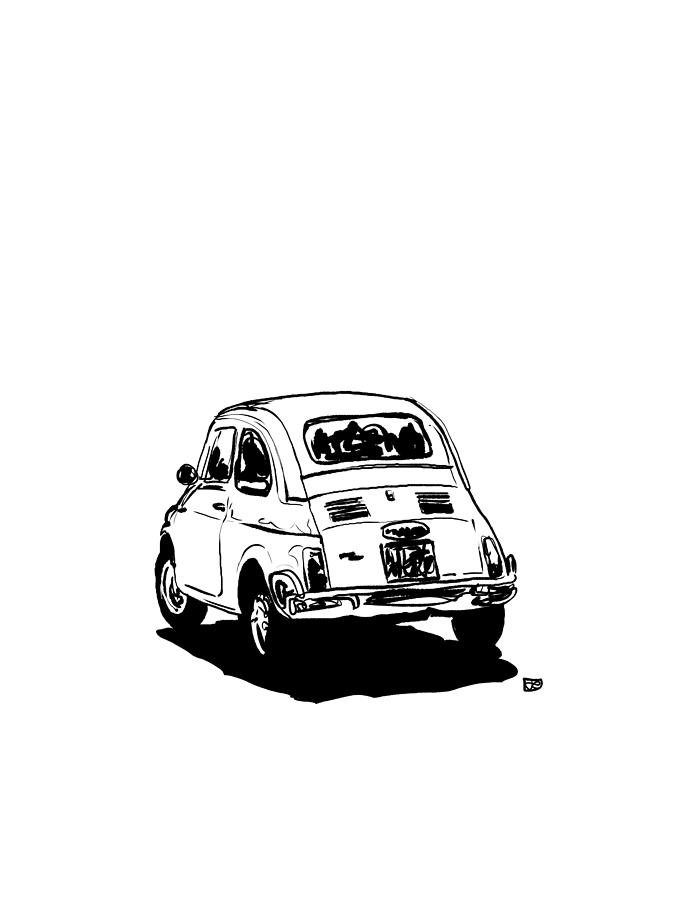 Vintage Drawing - Fiat 500  #1 by Giuseppe Cristiano