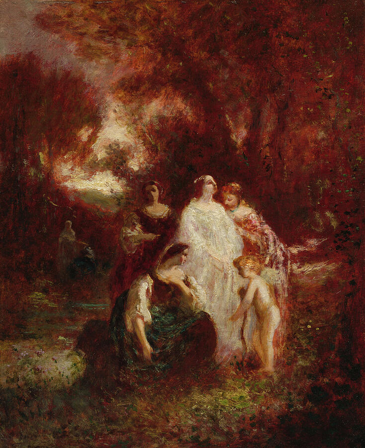 Figures in the Woods, from 1857 Painting by Adolphe Monticelli