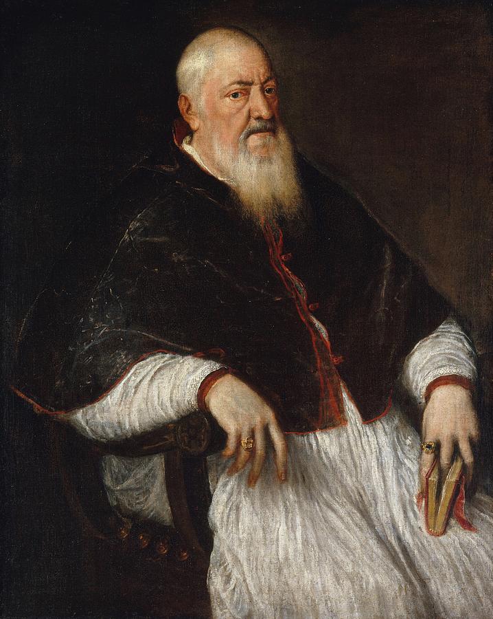 Titian Painting - Filippo Archinto -  Archbishop of Milan  #1 by Lagra Art