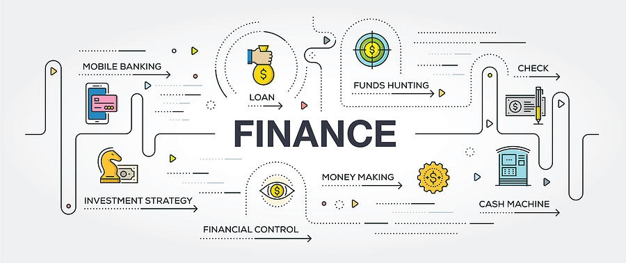 Finance banner and icons #1 Drawing by Enis Aksoy