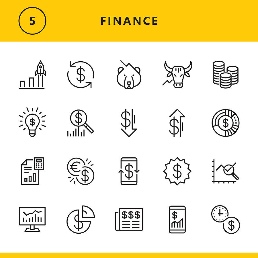 Finance line icons Drawing by Steppeua
