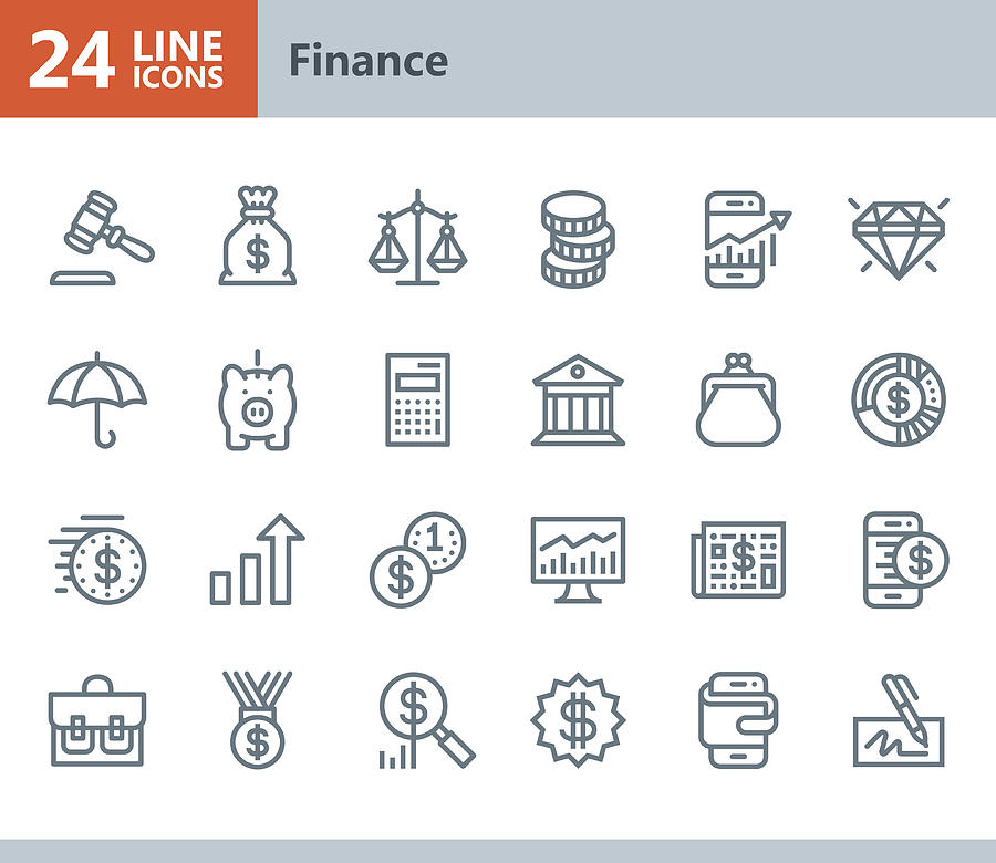 Finance - line vector icons #1 Drawing by Steppeua