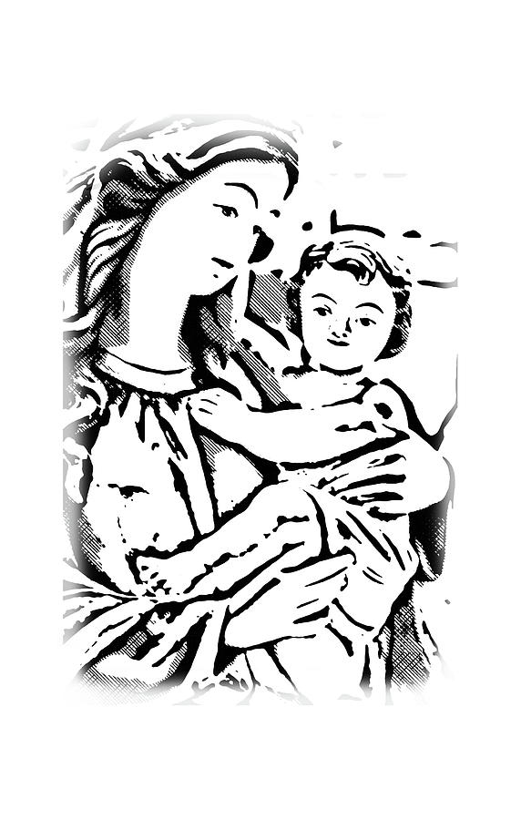FINE ART ILLUSTRATION of The Blessed Virgin Mary holding Baby Je #1 Photograph by Vivida Photo PC