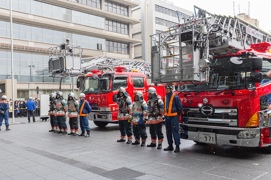 Fire drill in Kyoto, Japan #1 Photograph by Winhorse