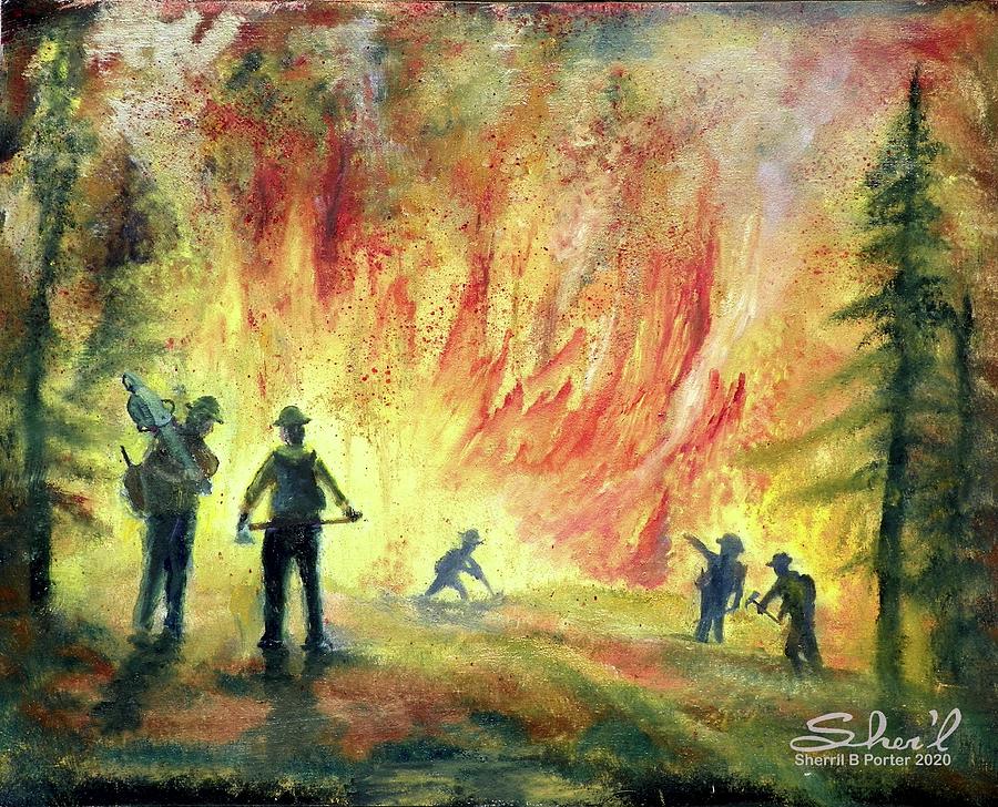Fire Fight #1 Painting by Sherril Porter