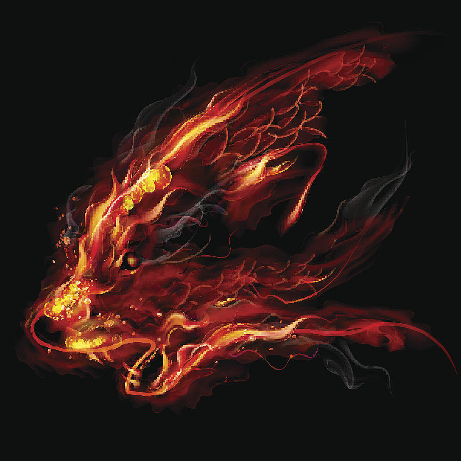 Fire wolf #1 Drawing by Adelevin