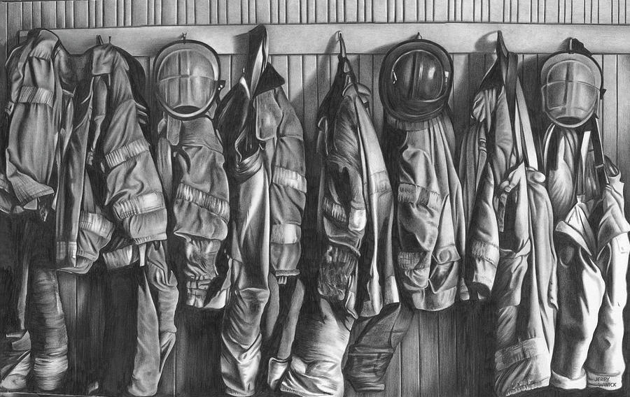Firemens Coats #1 Drawing by Jerry Winick