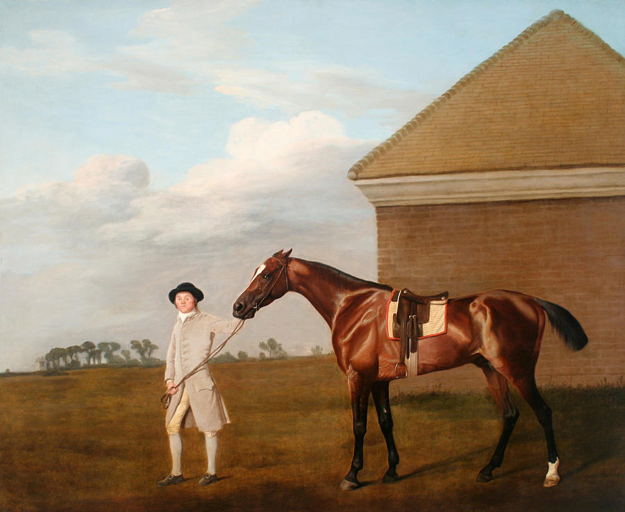 George Stubbs Painting - Firetail with his Trainer by the Rubbing Down House on Newmarket Heath  #1 by George Stubbs