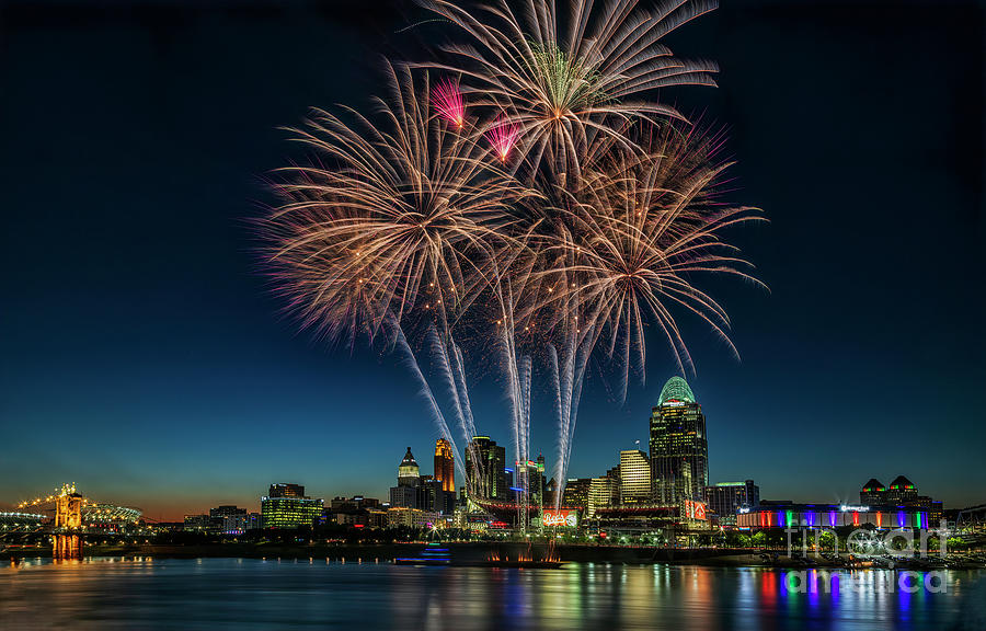 Fireworks Cincinnati Ohio Photograph by Teresa Jack Fine Art America